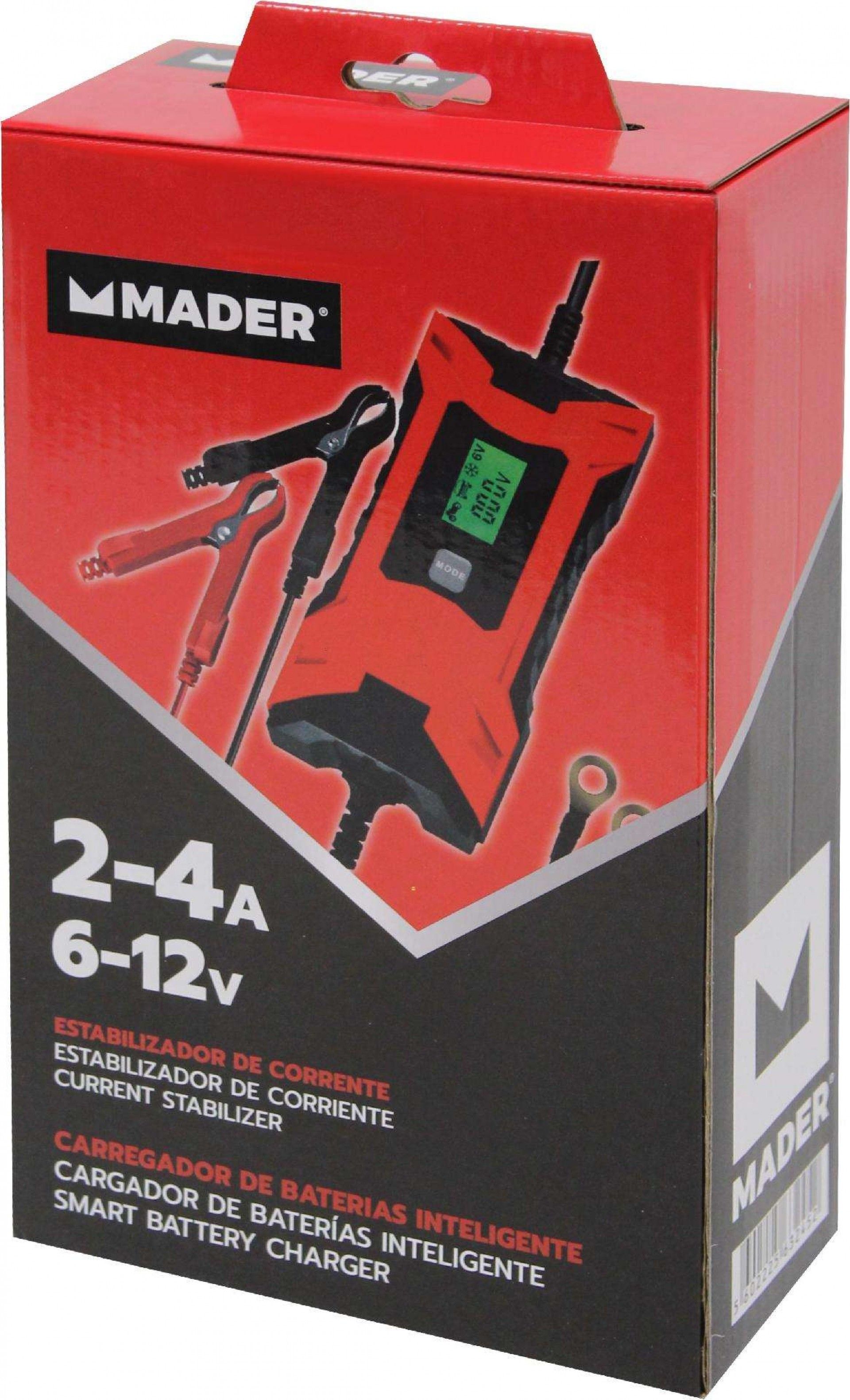Carregador de Baterias Inteligente, 2-4A, 6-12V refª 63245 MADER