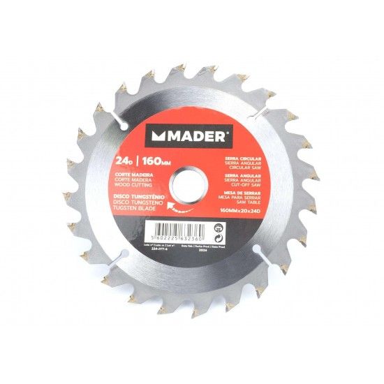 Disco Tungsténio, Corte Madeira, 160mm, 24D refª 63236 MADER Disco Tungsténio, Corte Madeira, 160mm, 24D refª 63236 MADER