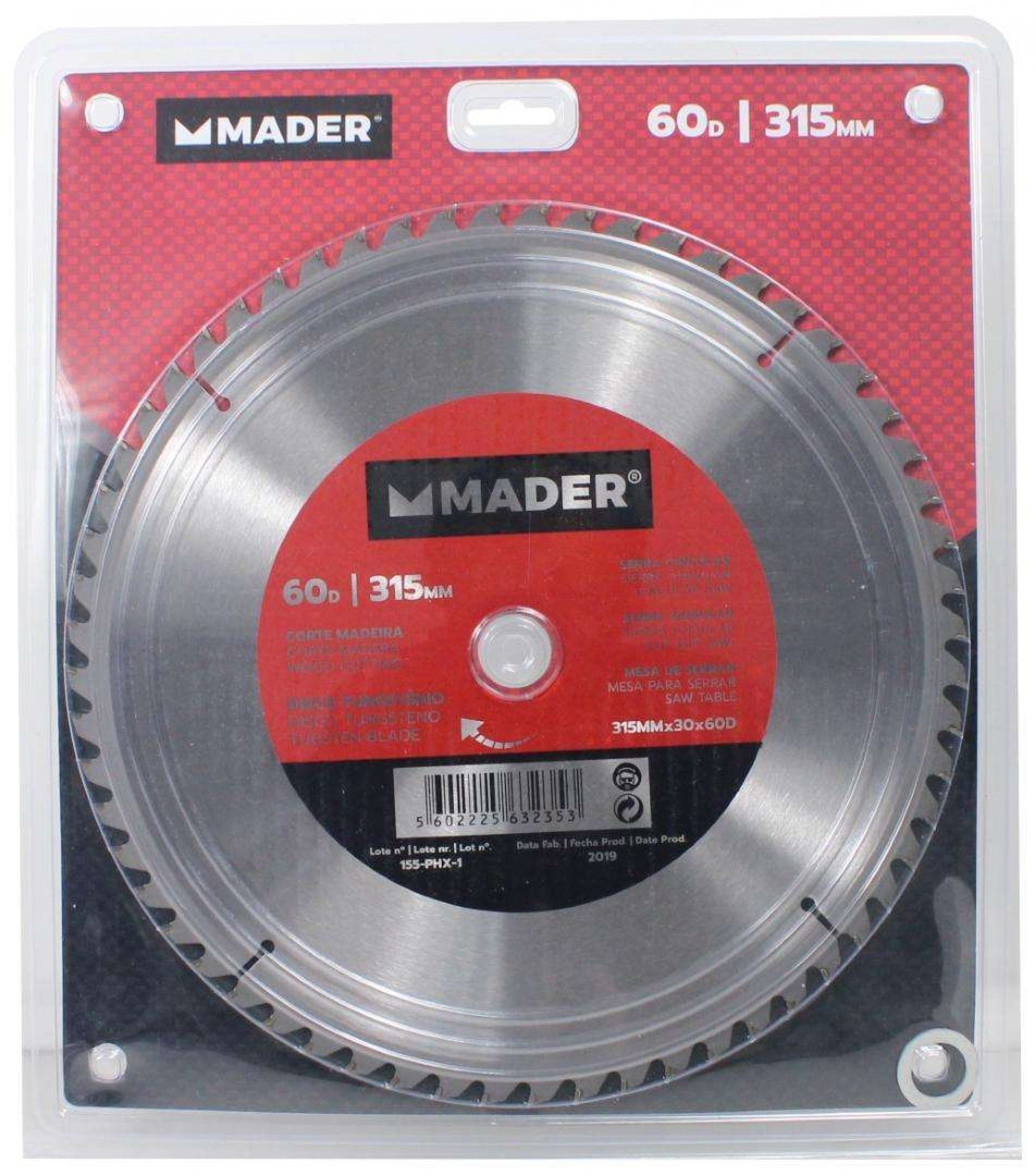 Disco Tungsténio, Corte Madeira, 315mm, 60D refª 63235 MADER