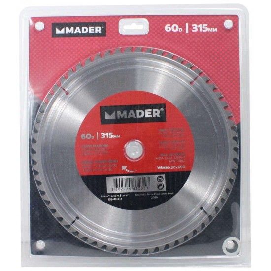 Disco Tungst�nio, Corte Madeira, 315mm, 60D ref� 63235 MADER