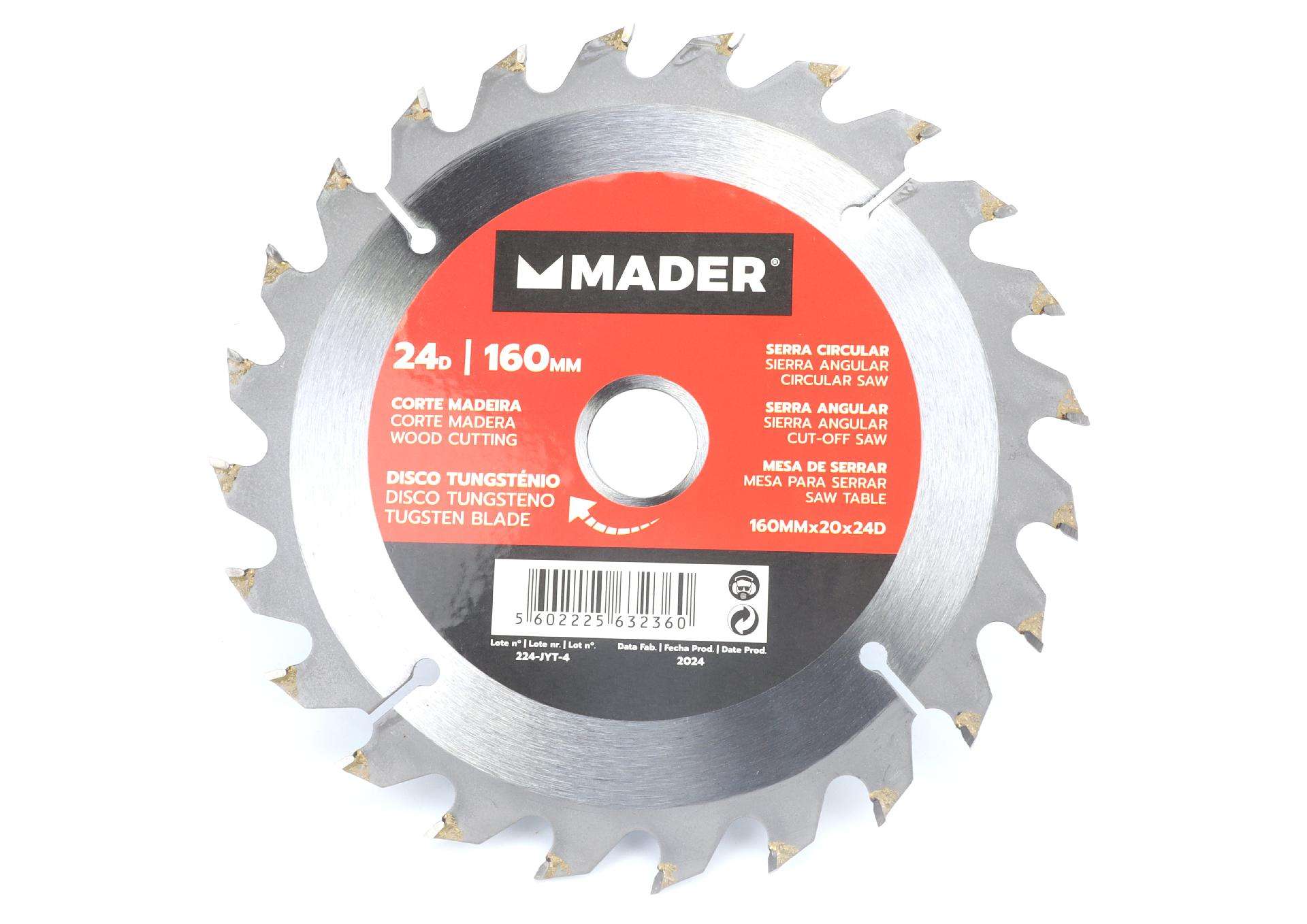 Disco Tungsténio, Corte Madeira, 160mm, 24D refª 63236 MADER