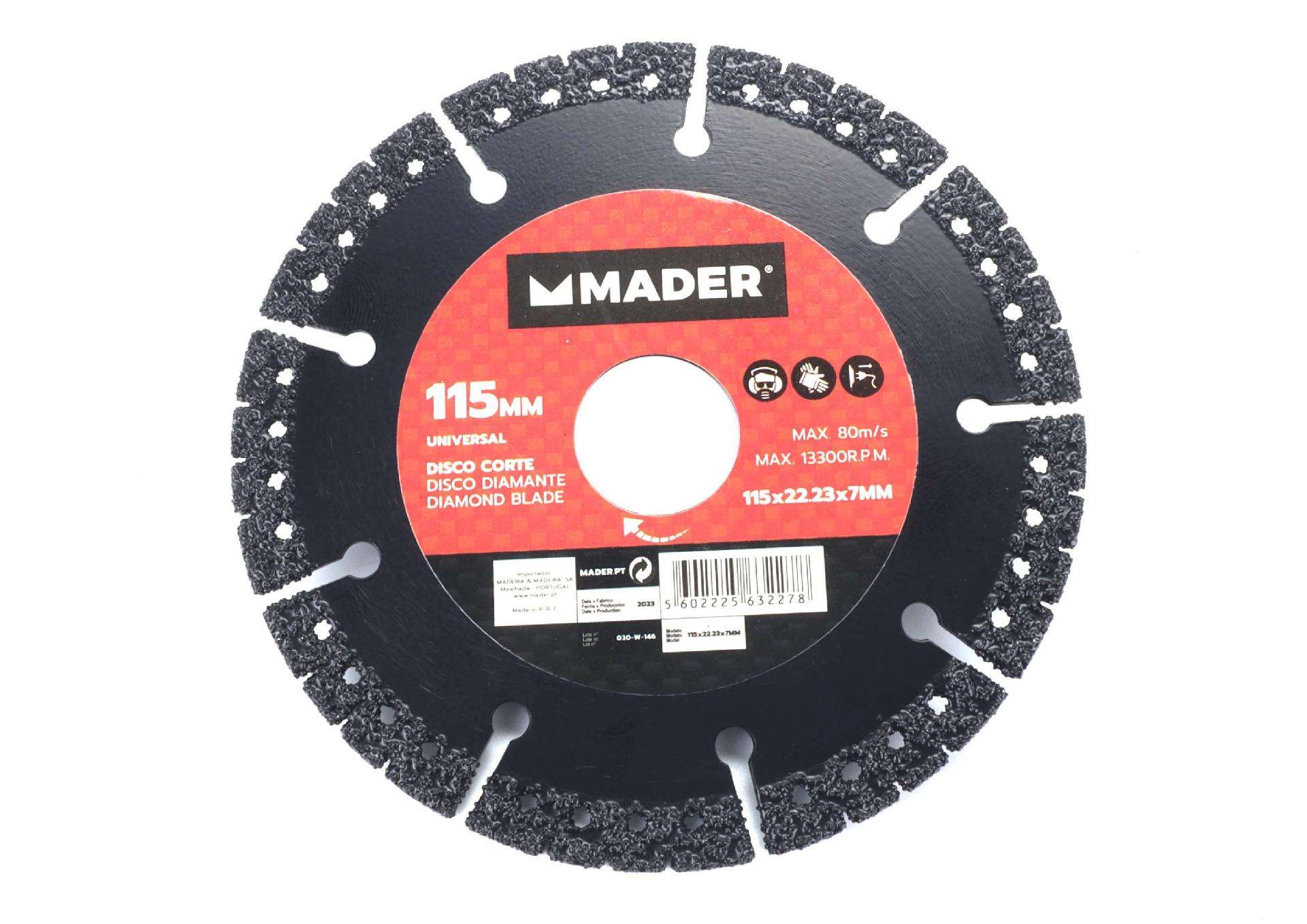 Disco Corte, Universal, 115mm refª 63227 MADER