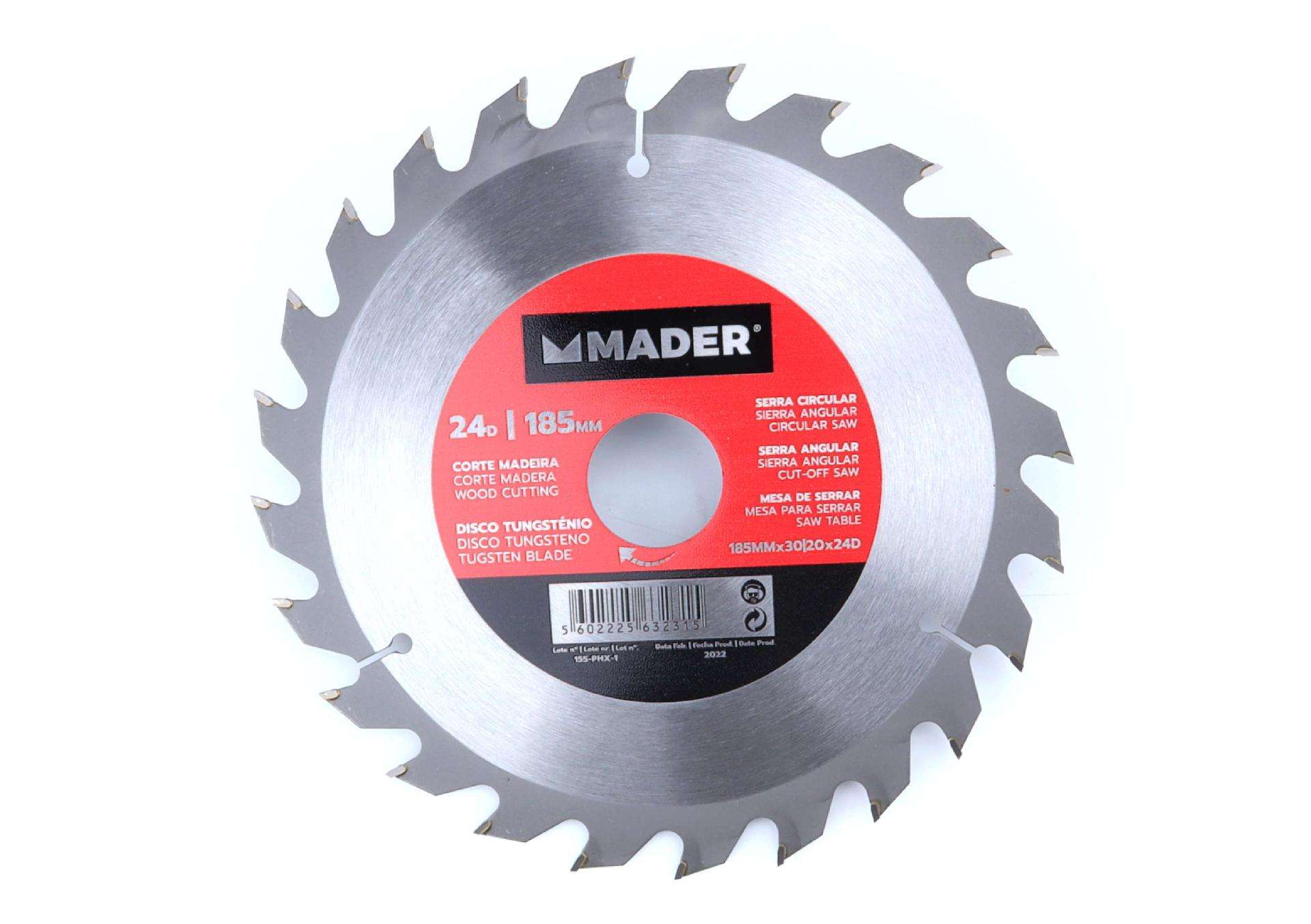 Disco Tungsténio, Corte Madeira, 185mm, 24D refª 63231 MADER