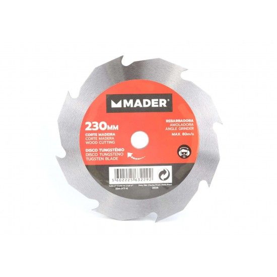 Disco Tungstnio, Corte Madeira para Rebarbadora, 230mm ref 63229 MADER