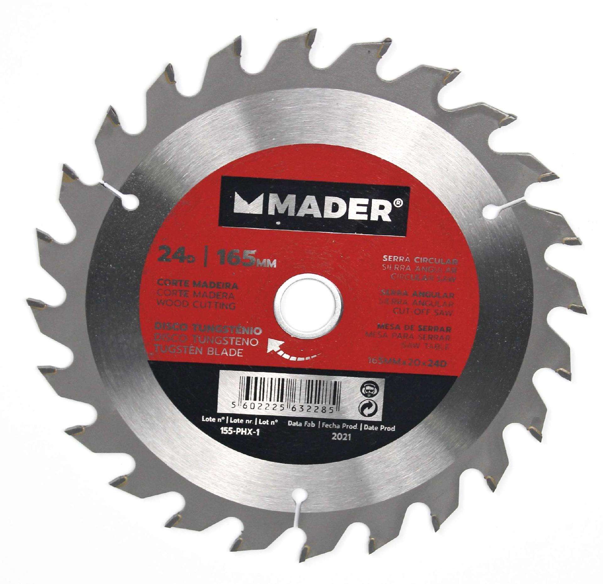 Disco Tungsténio, Corte Madeira, 165mm, 24D refª 63228 MADER