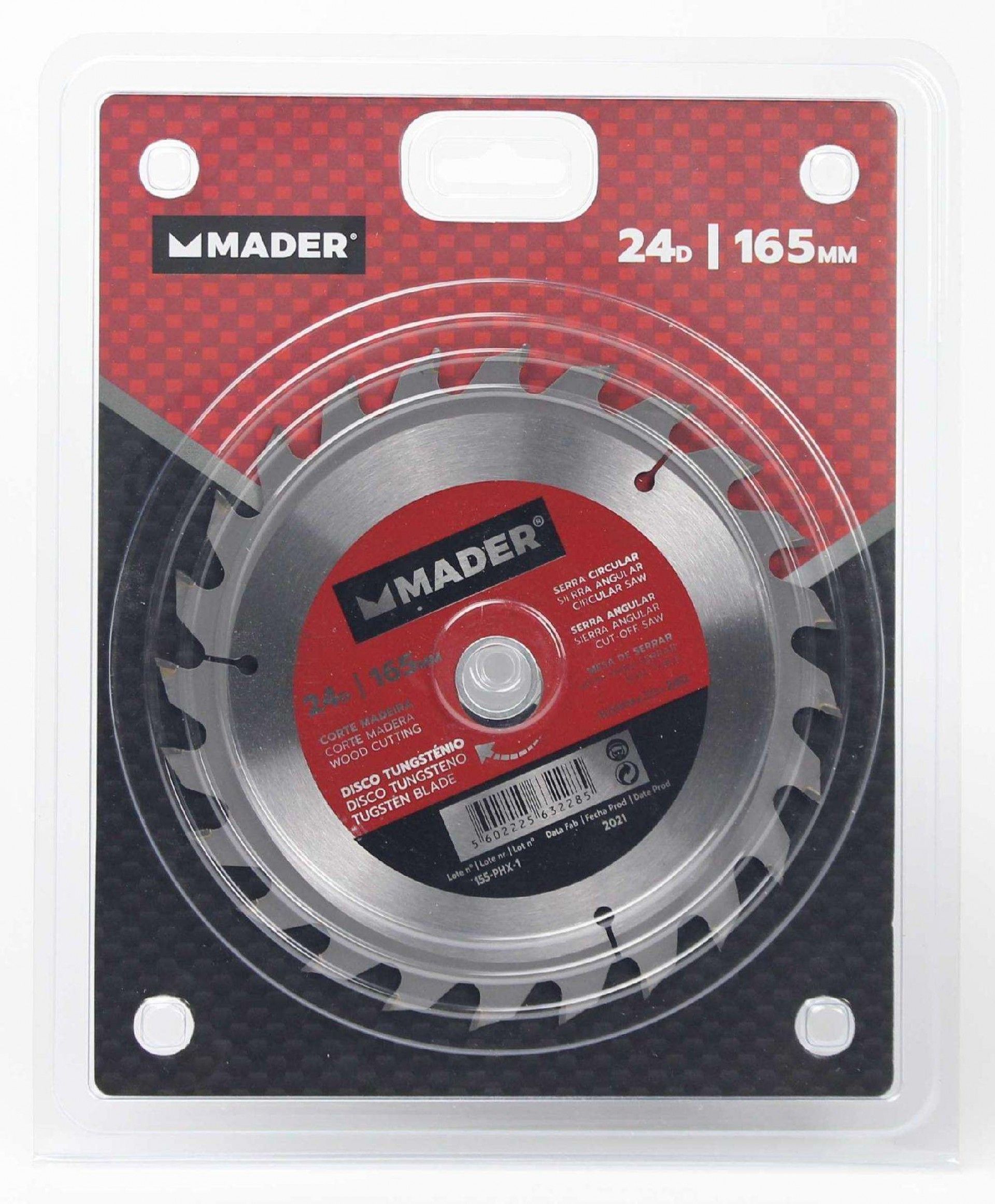 Disco Tungsténio, Corte Madeira, 165mm, 24D refª 63228 MADER