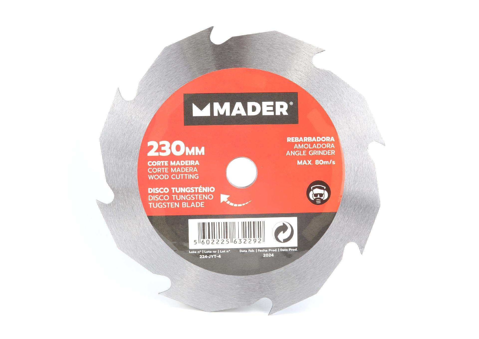 Disco Tungsténio, Corte Madeira para Rebarbadora, 230mm refª 63229 MADER