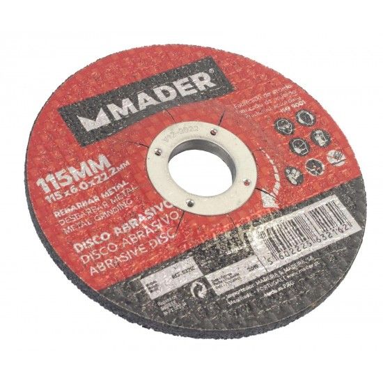 Disco Abrasivo, Rebarbar Metal, 115x6x22.2mm ref 63216 MADER