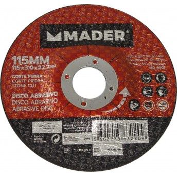 Disco Abrasivo, Corte Pedra, 3x22.2x115mm ref 63220 MADER