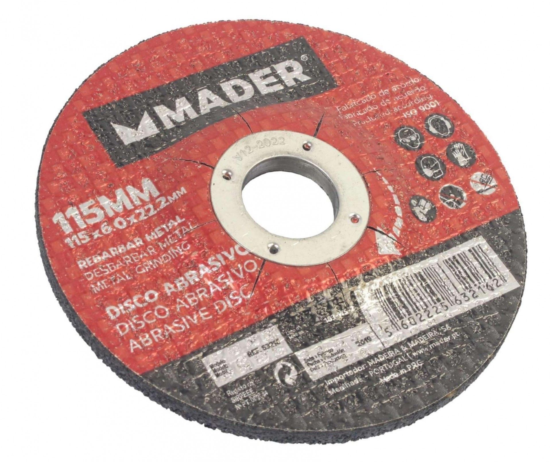 Disco Abrasivo, Rebarbar Metal, 115x6x22.2mm refª 63216 MADER