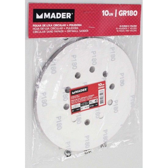 Folha de Lixa, GR180, 10Un ref 63196 MADER