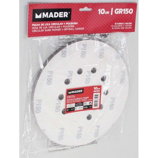 Folha de Lixa, GR150, 10Un ref 63195 MADER