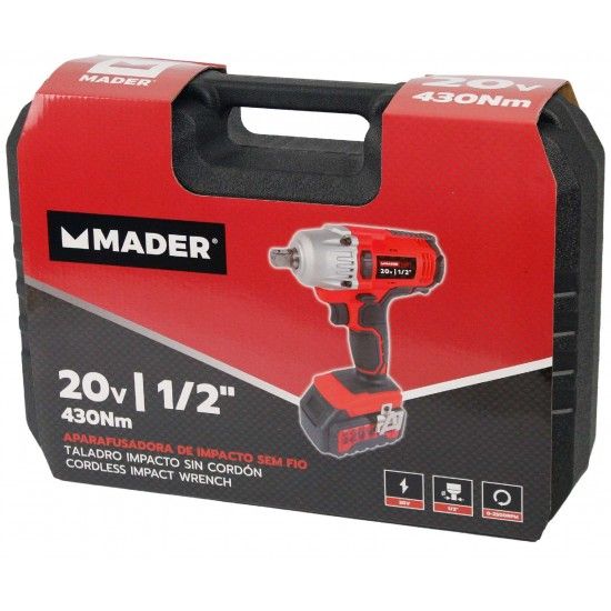Aparafusadora de Impacto sem Fio, 430Nm, 20V, 1/2 ref� 63102 MADER