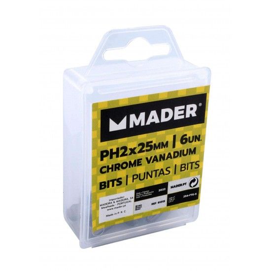 Bits Philips PH2, 25mm, 6Un refª 61313 MADER Bits Philips PH2, 25mm, 6Un refª 61313 MADER