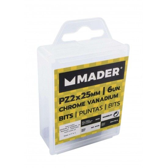 Bits Pozidriv PZ2, 25mm, 6Un ref� 61319 MADER