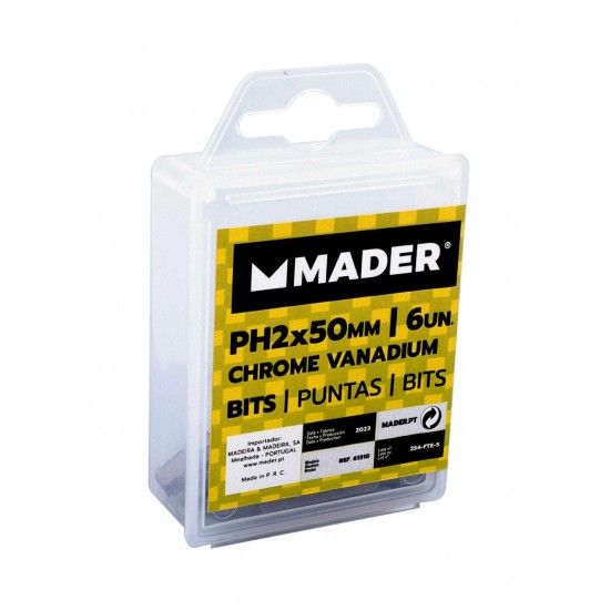 Bits Philips PH2, 50mm, 6Un ref� 61310 MADER