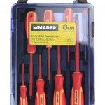Chave de Parafusos, VDE, 8 un, Caixa Plástica ref. 61186 MADER Chave de Parafusos, VDE, 8 un, Caixa Plástica ref. 61186 MADER