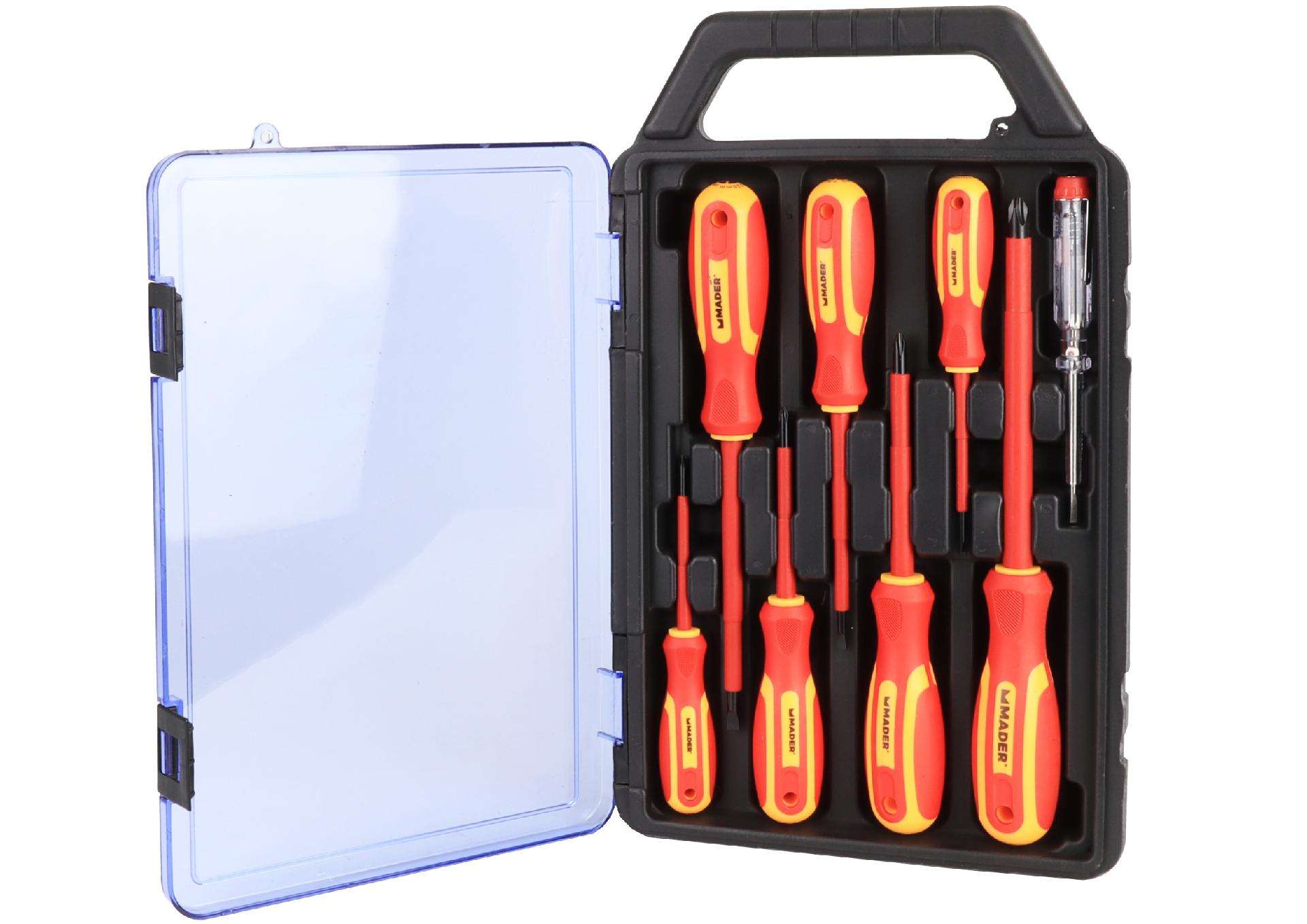 Chave de Parafusos, VDE, 8 un, Caixa Plástica ref. 61186 MADER