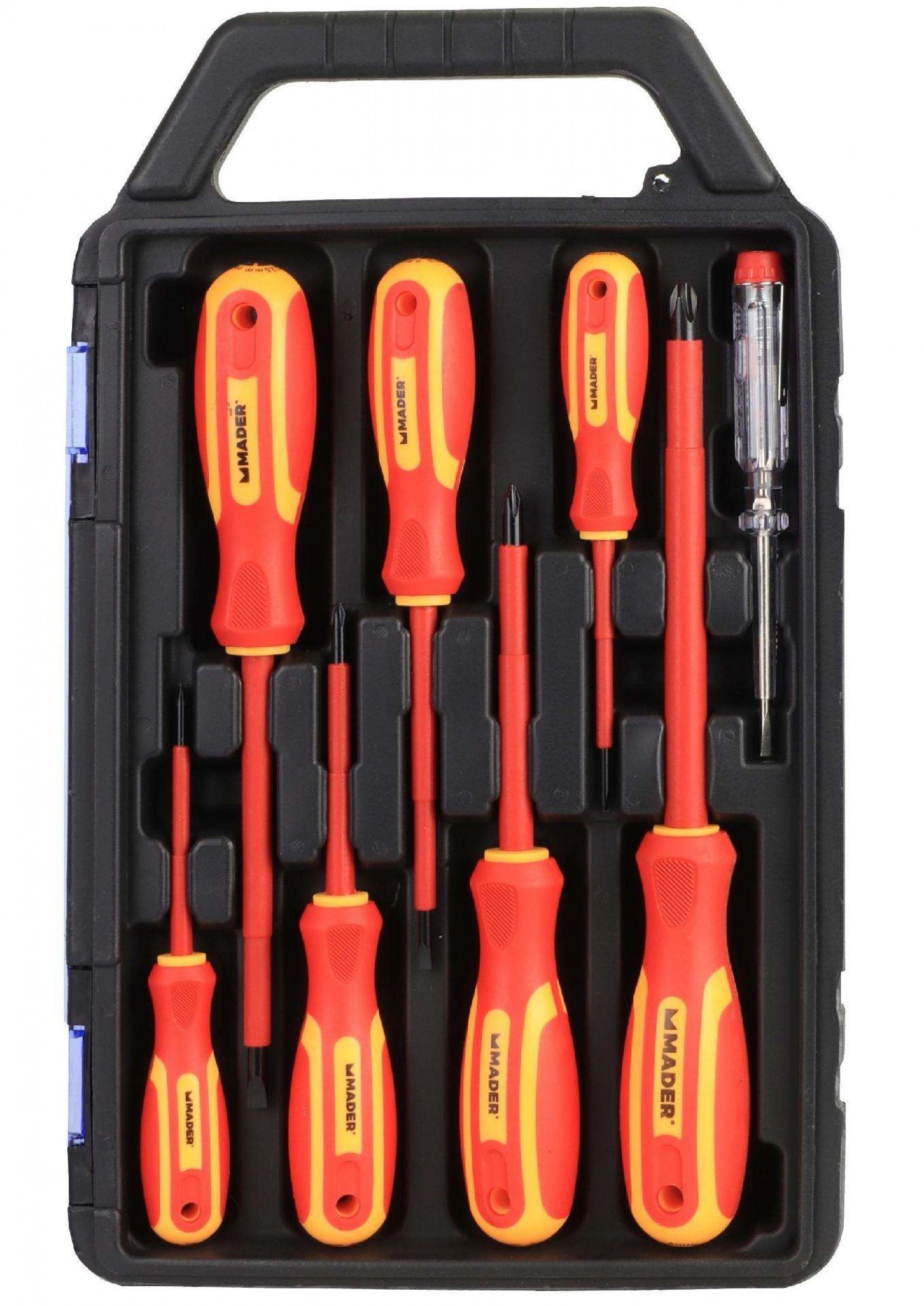 Chave de Parafusos, VDE, 8 un, Caixa Plástica ref. 61186 MADER