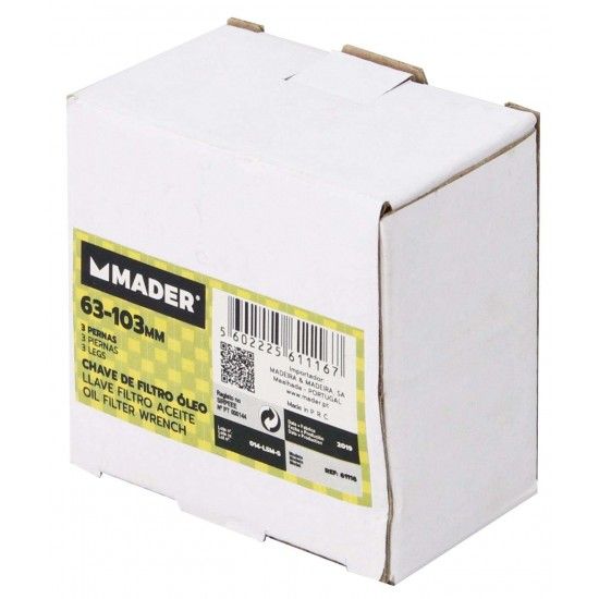 Chave de Filtro de Óleo, 3 Pernas, 63-103mm refª 61116 MADER Chave de Filtro de Óleo, 3 Pernas, 63-103mm refª 61116 MADER
