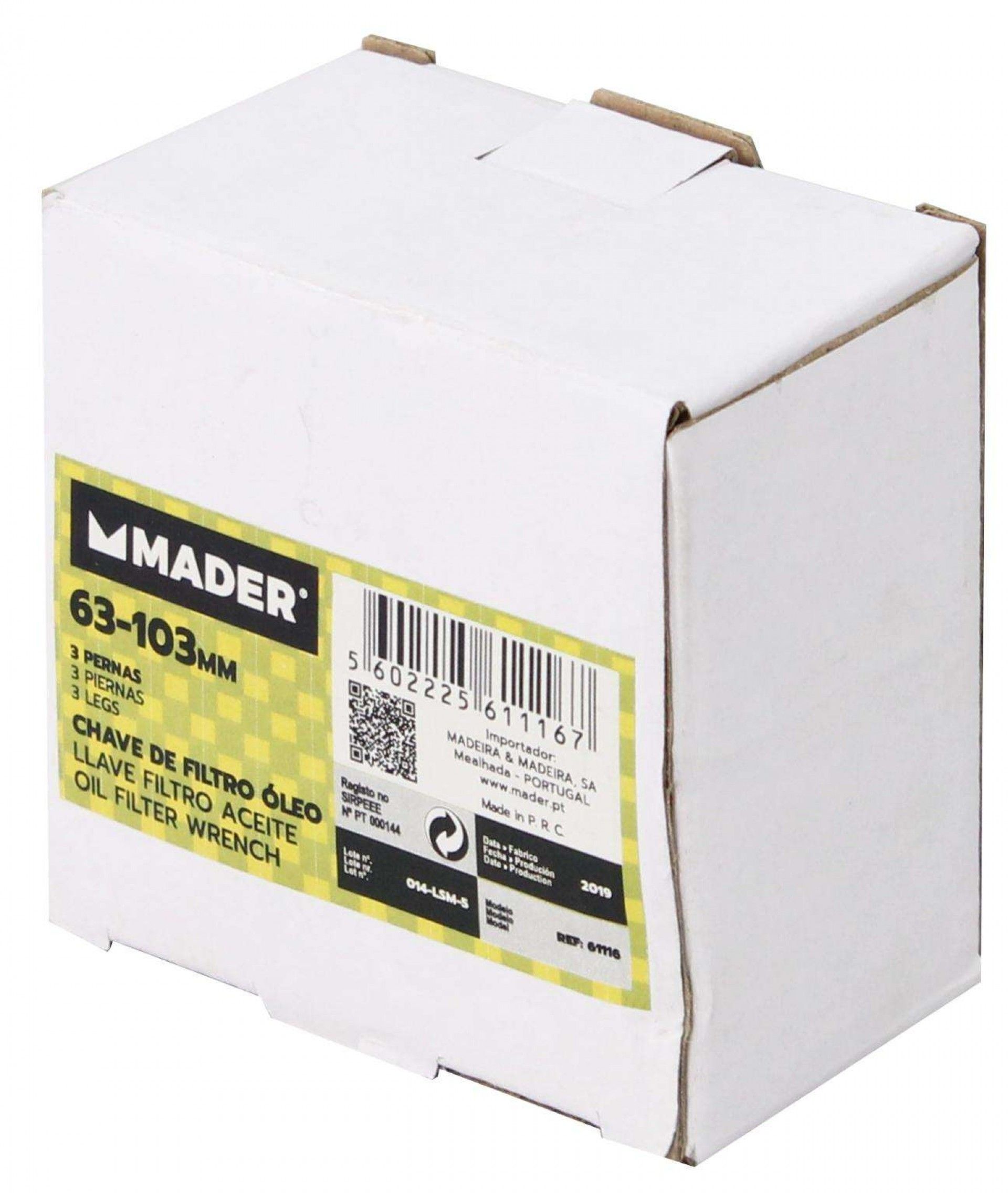 Chave de Filtro de Óleo, 3 Pernas, 63-103mm refª 61116 MADER