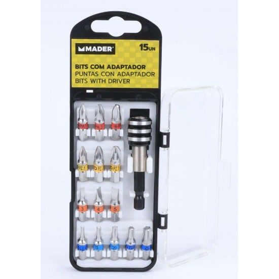 Bits com Adaptador, CRV, 15Un refª 61096 MADER Bits com Adaptador, CRV, 15Un refª 61096 MADER