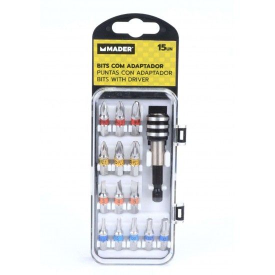 Bits com Adaptador, CRV, 15Un refª 61096 MADER Bits com Adaptador, CRV, 15Un refª 61096 MADER