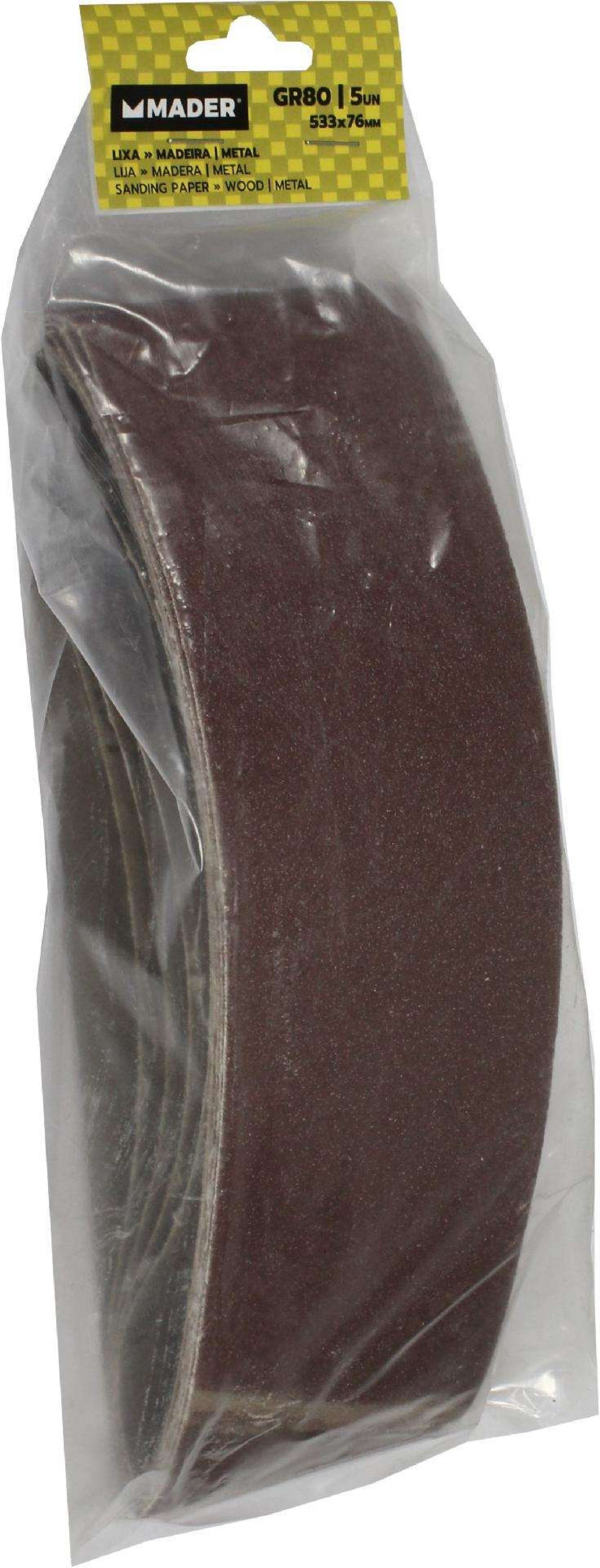 Lixa para Madeira e Metal, 533x76mm, GR80, 5Un refª 61087 MADER