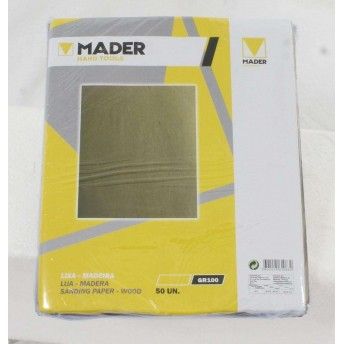 Lixa para Madeira, 230x280mm, GR100, 50Un refª 61083 MADER Lixa para Madeira, 230x280mm, GR100, 50Un refª 61083 MADER