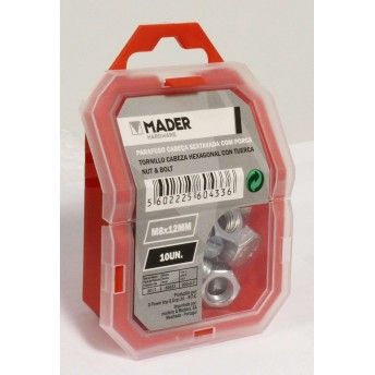 Parafuso Cabe�a Sextavada com Porca - M8x12mm, 10Un ref� 60433 MADER