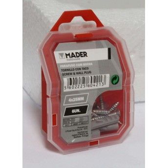Parafuso com Bucha, 4x25mm, 6Un ref 60421 MADER
