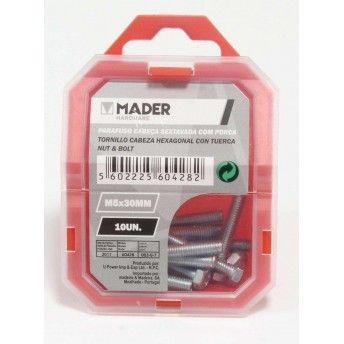 Parafuso Cabe�a Sextavada com Porca - M5x30mm, 10Un ref� 60428 MADER