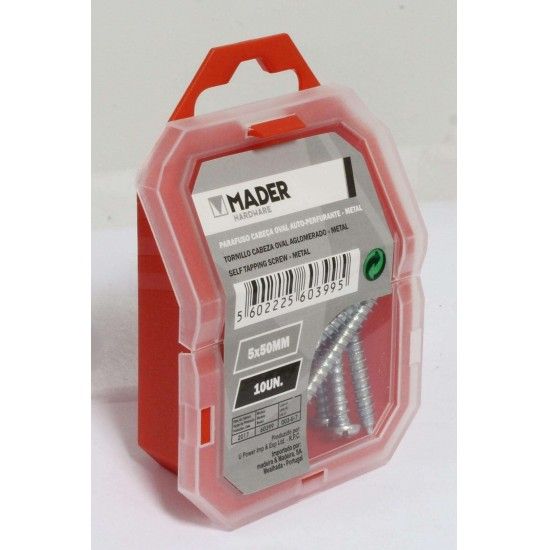 Parafuso Cabe�a Oval Auto-Perfurante, Metal, 5x50mm, 10Un ref� 60399 MADER