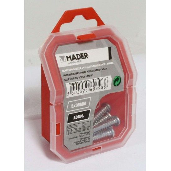 Parafuso Cabe�a Oval Auto-Perfurante, Metal, 5x38mm, 10Un ref� 60398 MADER