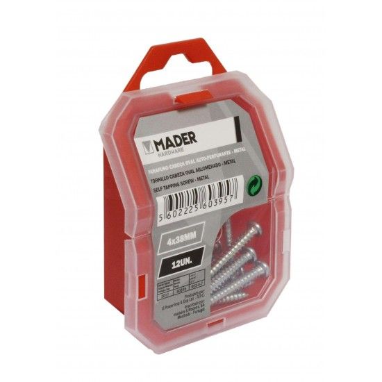 Parafuso Cabe�a Oval Auto-Perfurante, Metal, 4x38mm, 12Un ref� 60395 MADER