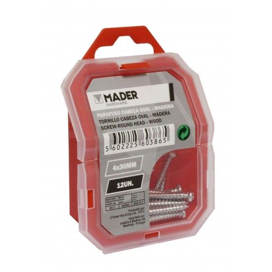 Parafuso Cabe�a Oval, Madeira, 4x30, 12Un ref� 60386 MADER
