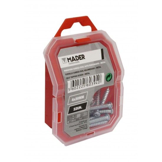 Parafuso Cabe�a Oval Auto-Perfurante, Metal, 4x30mm, 22Un ref� 60394 MADER