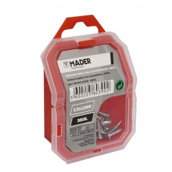 Parafuso Cabe�a Oval Auto-Perfurante, Metal, 3.5x12mm, 30Un ref� 60390 MADER