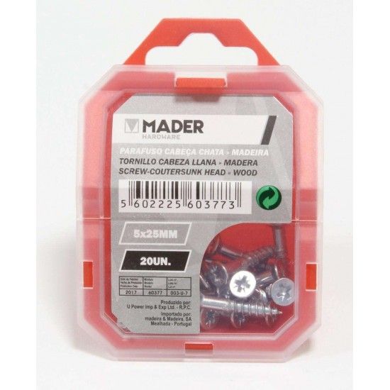 Parafuso Cabe�a Chata para Madeira, 5x25, 20Un ref� 60377 MADER