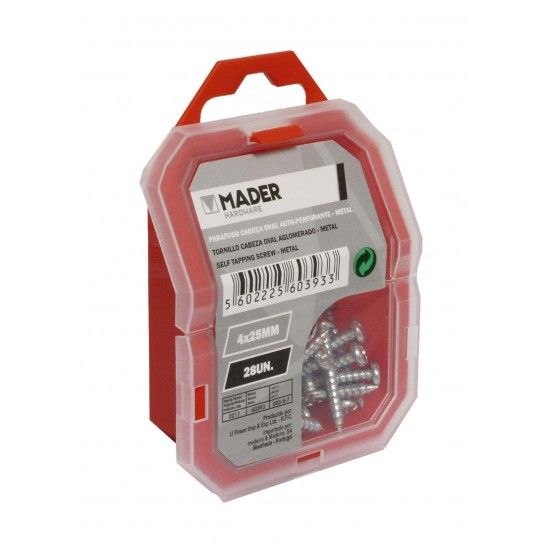 Parafuso Cabe�a Oval Auto-Perfurante, Metal, 4x25mm, 28Un ref� 60393 MADER