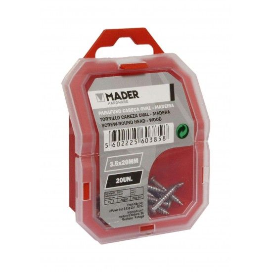 Parafuso Cabe�a Oval, Madeira, 3.5x20, 20Un ref� 60385 MADER