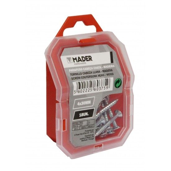 Parafuso Cabe�a Chata para Madeira, 4x30, 18Un ref� 60375 MADER