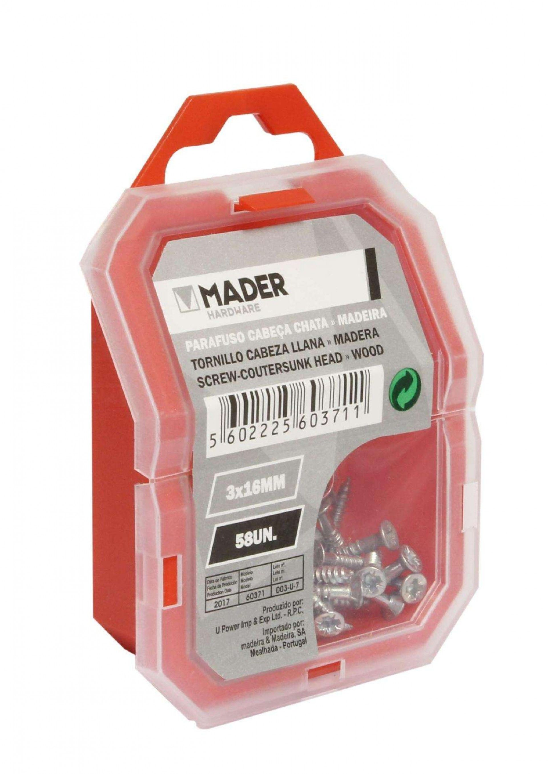 Parafuso Cabeça Chata para Madeira, 3x16 - 58Un refª 60371 MADER