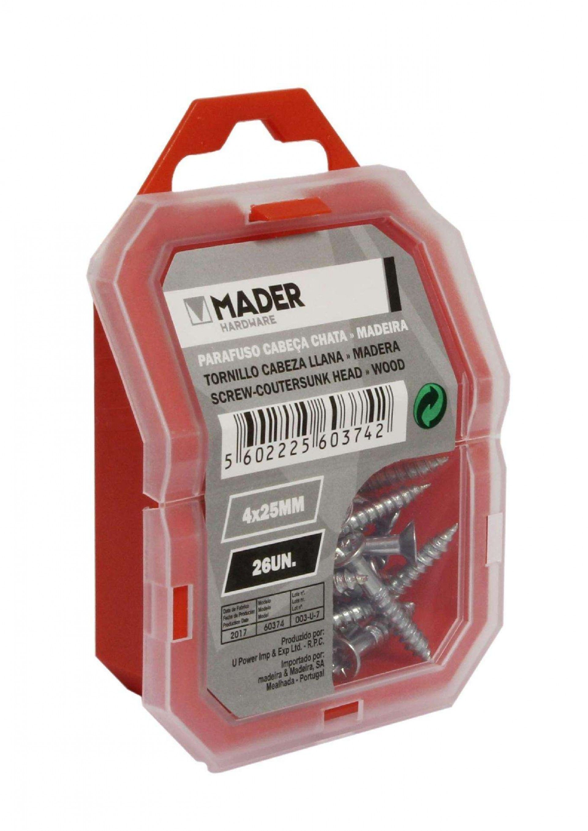 Parafuso Cabeça Chata para Madeira, 4x25, 26Un refª 60374 MADER