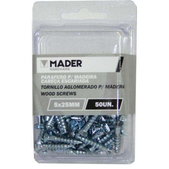 Parafuso Cabe�a Escariada para Madeira, 4x30mm, 50Un ref� 60075 MADER