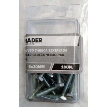 Parafuso Cabe�a Sextavada, 6x30mm, 18Un ref� 60104 MADER