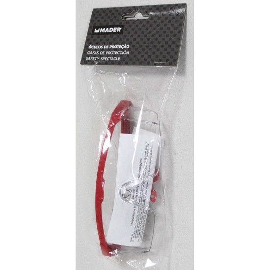 �culos Prote��o, Lente Branca, Arma��o Vermelha ref� 57688 MADER