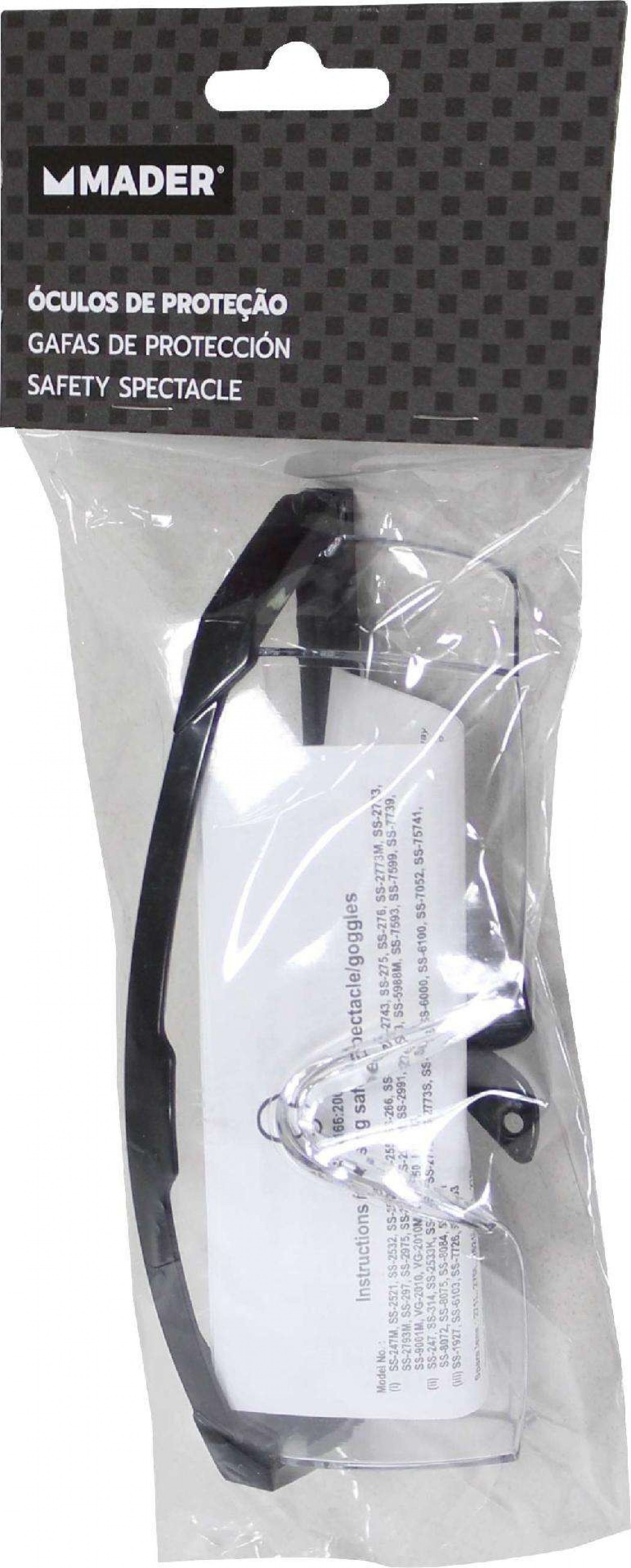 Óculos Proteção, Lente Branca, Armação Preta refª 57687 MADER