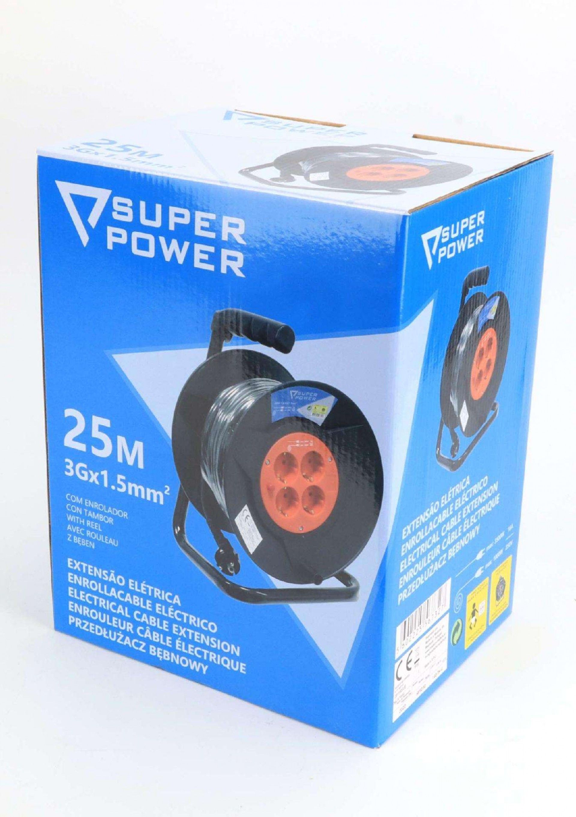 Extensão Elétrica, com Enrolador, 25m  refª 56732 SUPER POWER