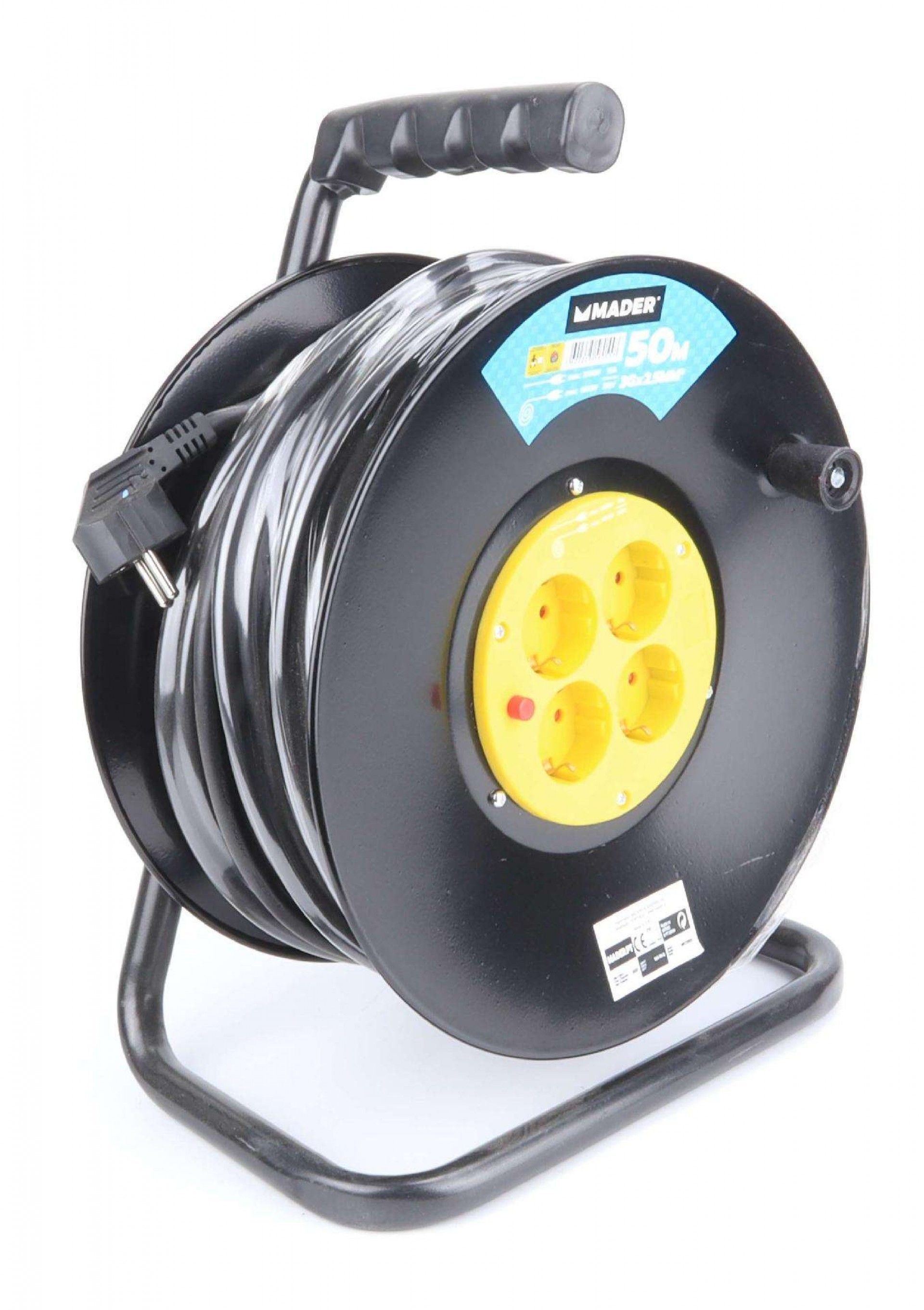 Extensão Elétrica, 50m, com Enrolador Metálico refª 56055 MADER